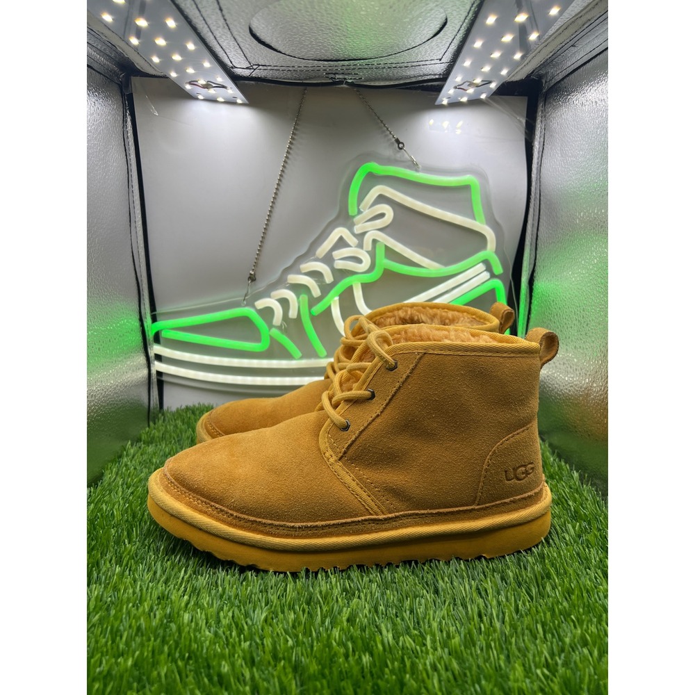 UGG Neumel Mustard Yellow Suede Lace Up Ankle Boots 1017320K Youth 5 Mens 5